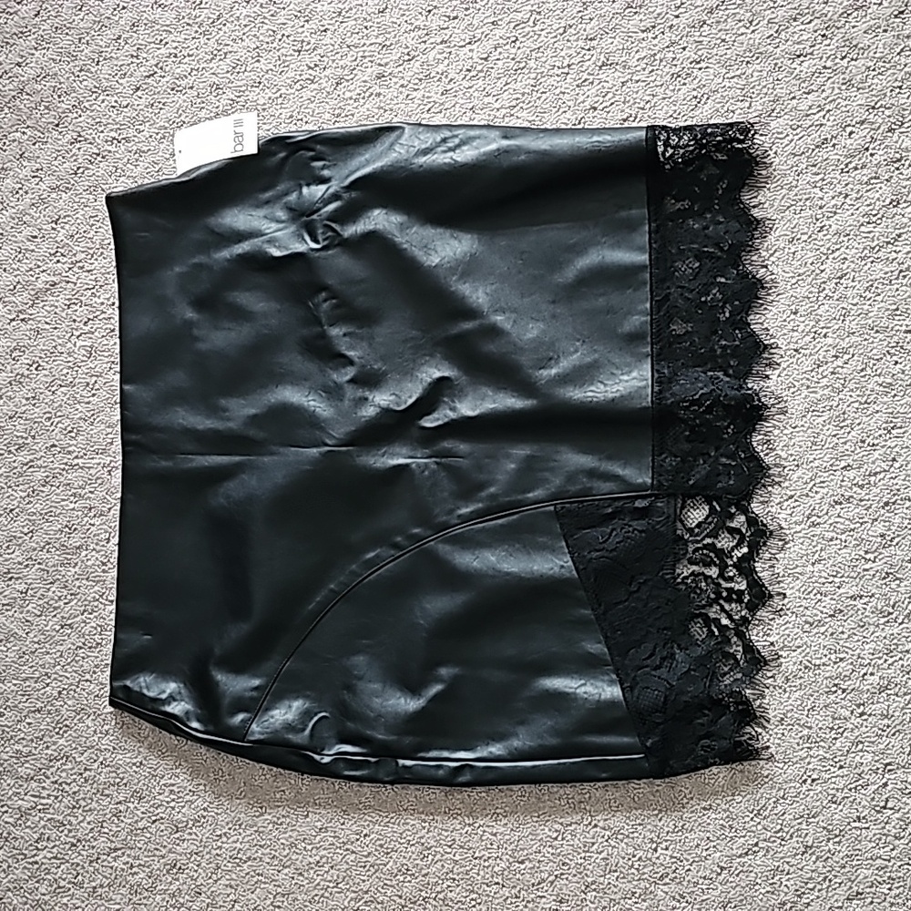Brand New Pleather Skirt with Lace- Bar III